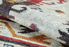 Red Geometric Area Rug - Digital Print, Antibacterial, Non Slip Carpet for Living Room