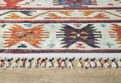 Red Geometric Area Rug - Digital Print, Antibacterial, Non Slip Carpet for Living Room