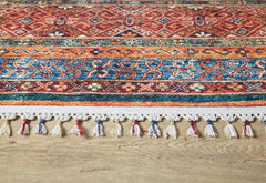 Red Striped Area Rug | Non Slip Rug With Digital Print Carpet - Antibacterial, Dust Free