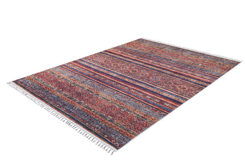 Red Striped Area Rug | Non Slip Rug With Digital Print Carpet - Antibacterial, Dust Free
