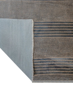 Modern Viscose Area Rug – Machine Made Anthracite Carpet with Fringed Edges