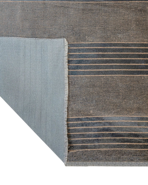 Modern Viscose Area Rug – Machine Made Anthracite Carpet with Fringed Edges