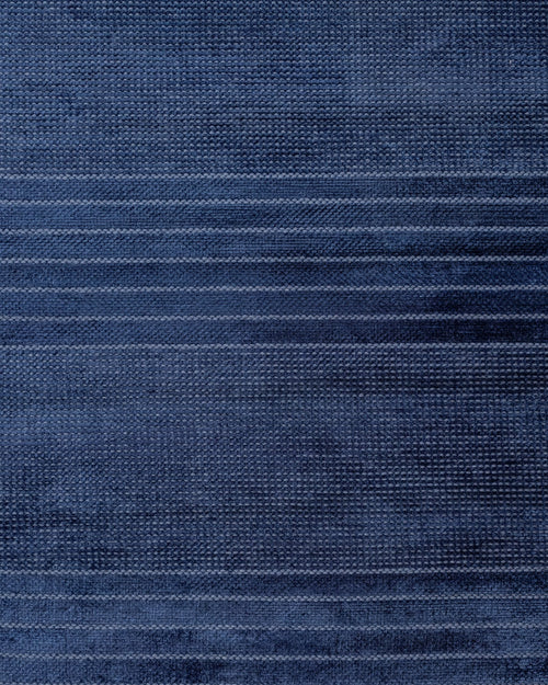 Navy Viscose Area Rug – Modern Machine Made Carpet With Fringed Edges