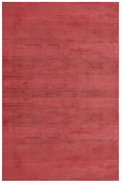 Modern Viscose Area Rug – Burgundy Machine Made Rug with Fringed Edge for Stylish Living Room