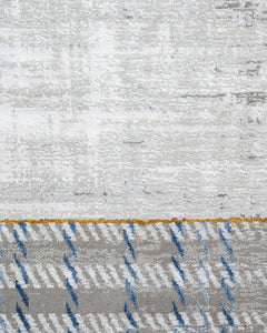 Viscose Area Rug – Machine Made Grey Frame Carpet with Fringed Edges