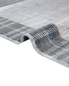 Viscose Area Rug – Machine Made Grey Frame Carpet with Fringed Edges