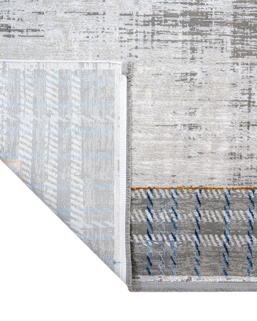 Viscose Area Rug – Machine Made Grey Frame Carpet with Fringed Edges