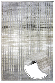 Cream Geometric Rug – Machine Made Viscose Area Rug With Fringed Edge