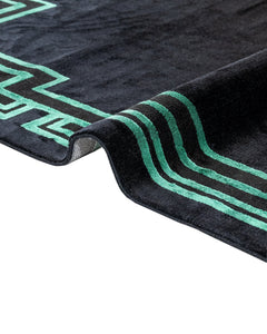 Viscose Area Rug - Lavender Decorative Rug with Black Frame & Fringed Edges