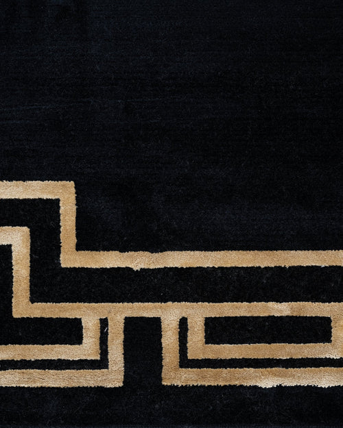 Viscose Area Rug – Black Frame Machine Made Rug With Fringed Edge