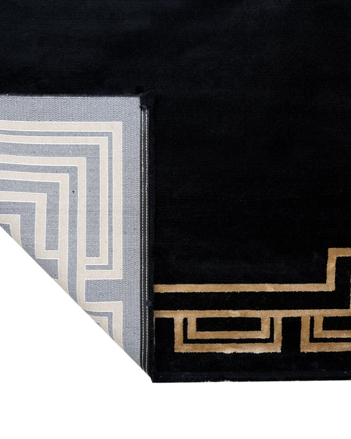 Viscose Area Rug – Black Frame Machine Made Rug With Fringed Edge