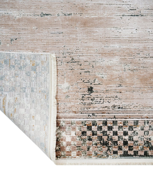 Gold Frame Area Rug – Machine Made Viscose Carpet with Fringed Edges