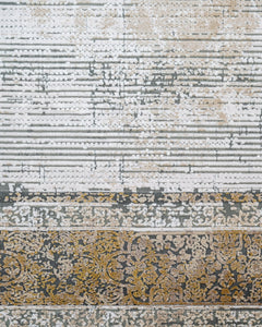 Viscose Area Rug – Gold Frame Machine Made Rug With Fringed Edges