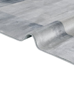 Viscose Area Rug – Machine Made Rug With Grey Frame & Fringed Edge for Living Room