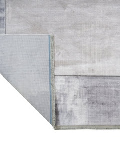 Viscose Area Rug – Machine Made Rug With Grey Frame & Fringed Edge for Living Room