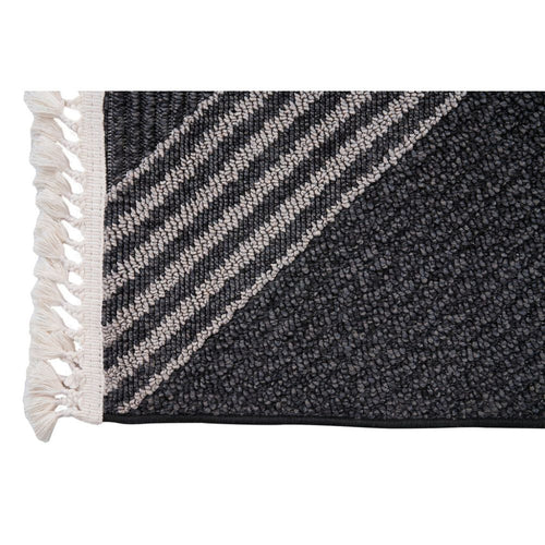 Anthracite Geometric Rug – Machine Made Flatweave Area Floor Carpet for Living Room