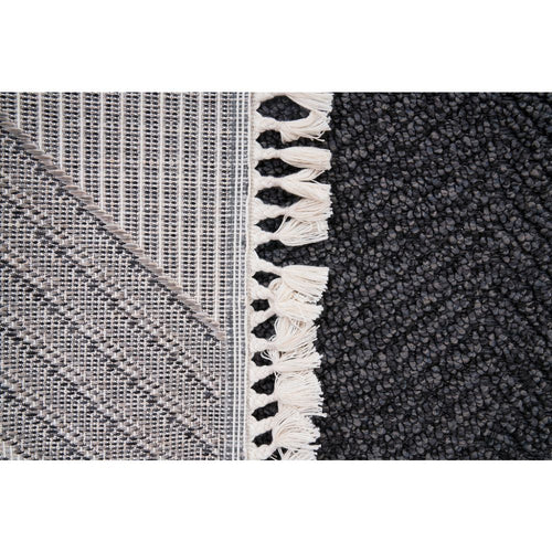 Anthracite Geometric Rug – Machine Made Flatweave Area Floor Carpet for Living Room