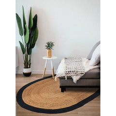 Handmade Jute Rug – Modern Black Flatweave Area Rug with Non Slip Mat