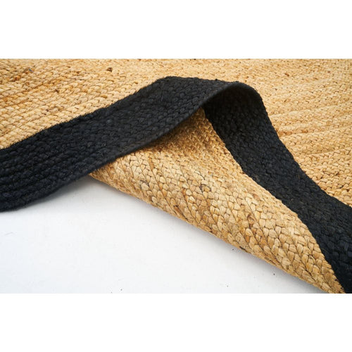 Handmade Jute Rug – Modern Black Flatweave Area Rug with Non Slip Mat