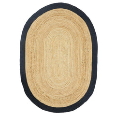 Handmade Jute Rug – Modern Black Flatweave Area Rug with Non Slip Mat
