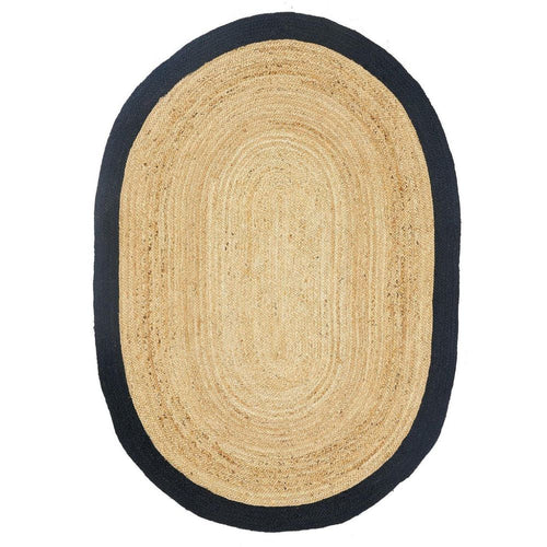 Handmade Jute Rug – Modern Black Flatweave Area Rug with Non Slip Mat