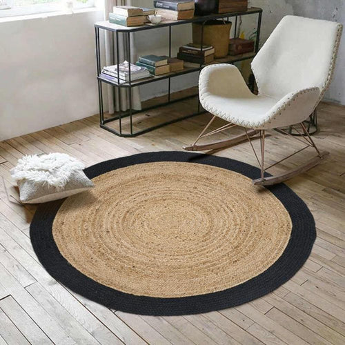 Handmade Jute Rug – Black Modern Flatweave Carpet by Dolce Vita