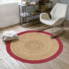 Handmade Jute Rug – Modern Red Flatweave Area Rug | Durable Natural Fiber Carpet