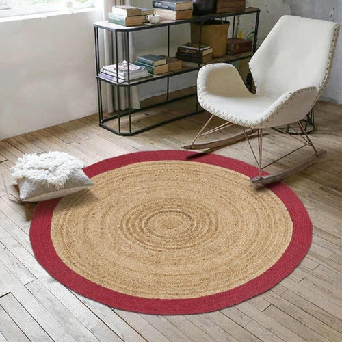 Handmade Jute Rug – Modern Red Flatweave Area Rug | Durable Natural Fiber Carpet