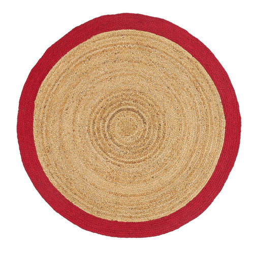 Handmade Jute Rug – Modern Red Flatweave Area Rug | Durable Natural Fiber Carpet