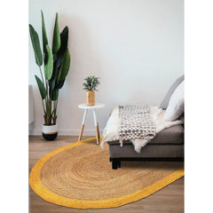Handmade Jute Rug - Modern Yellow Flatweave Area Rug With Non Slip Mat