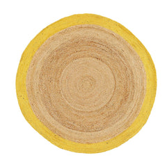 Yellow Jute Rug – Handmade Flatweave Area Carpet with Non Slip Design