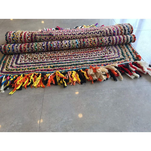 Handmade Jute Rug – Gold Striped Flatweave Area Carpet by Dolce Vita