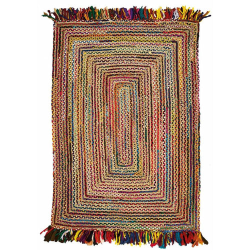 Handmade Jute Rug – Gold Striped Flatweave Area Carpet by Dolce Vita