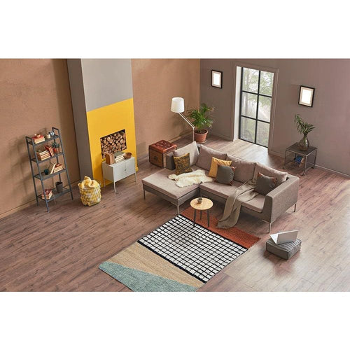 Handmade Jute Rug – Durable Beige Geometric Area Carpet Flat Weave by Dolce Vita