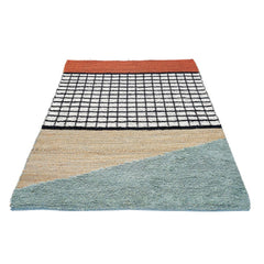 Handmade Jute Rug – Durable Beige Geometric Area Carpet Flat Weave by Dolce Vita