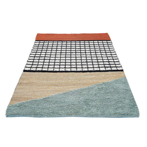 Handmade Jute Rug – Durable Beige Geometric Area Carpet Flat Weave by Dolce Vita