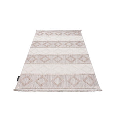 Cream Geometric Area Rug – Machine Made Flatweave Non Slip Carpet by Dolce Vita