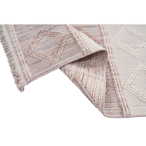 Cream Geometric Area Rug – Machine Made Flatweave Non Slip Carpet by Dolce Vita