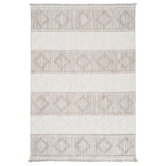 Cream Geometric Area Rug – Machine Made Flatweave Non Slip Carpet by Dolce Vita