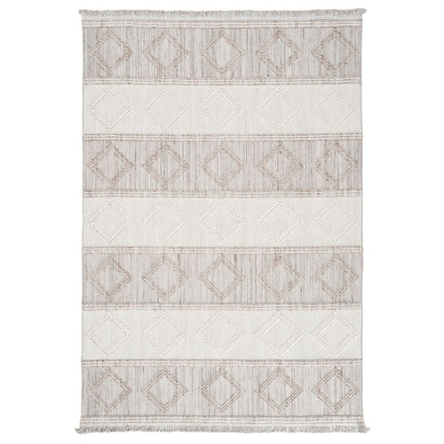 Cream Geometric Area Rug – Machine Made Flatweave Non Slip Carpet by Dolce Vita