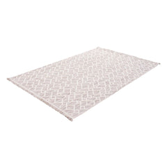 Geometric Area Rug - Machine Made Cream Bohemian Carpet Design With Non Slip