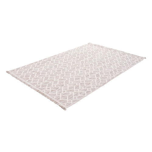 Geometric Area Rug - Machine Made Cream Bohemian Carpet Design With Non Slip