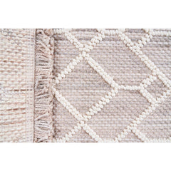 Geometric Area Rug - Machine Made Cream Bohemian Carpet Design With Non Slip