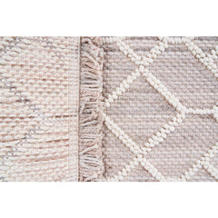 Geometric Area Rug - Machine Made Cream Bohemian Carpet Design With Non Slip