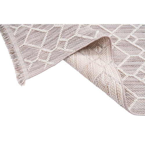 Geometric Area Rug - Machine Made Cream Bohemian Carpet Design With Non Slip