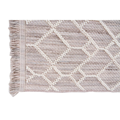 Geometric Area Rug - Machine Made Cream Bohemian Carpet Design With Non Slip