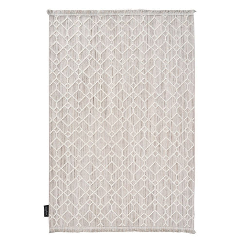 Geometric Area Rug - Machine Made Cream Bohemian Carpet Design With Non Slip