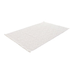Cream Geometric Area Rug – Machine Made Rug with Ethnic Pattern, Non Slip