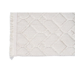 Cream Geometric Area Rug – Machine Made Rug with Ethnic Pattern, Non Slip