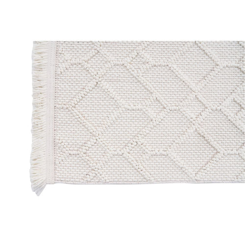 Cream Geometric Area Rug – Machine Made Rug with Ethnic Pattern, Non Slip